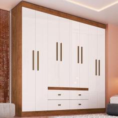 Imagem de Guarda Roupa De Casal Las Vegas 8 Portas 4 Gavetas Off White Nogueira