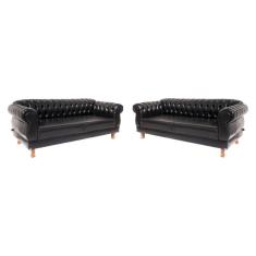 Imagem de 2 Sofás Chesterfield Capitone Elisabeth Corano Preto 2,00