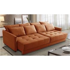 Imagem de Sofá Cama Retrátil E Reclinável 2,30m Com Molas Carol Veludo Terracota Adonai Estofados