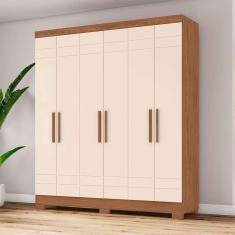 Imagem de Guarda-Roupa Solteiro Briz 6 pt 2 gv Nature e Off White