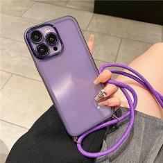 Imagem de Armor Transparent Shockproof Crossbody Colar Cordão Transparente Estojo macio para iPhone 13 14 Pro Max 12 11 X XR 7 8 14Plus Capa, Roxo, para iphone 7Plus