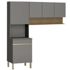 Imagem de Armário de Cozinha 120cm com Paneleiro Lina K02 Gris/Freijó - Mpozenato