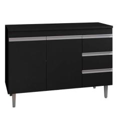 Imagem de Balcão De Cozinha Andréia Com Tampo 100 Cm Preto Fosco - Ajl - Ajl Móv