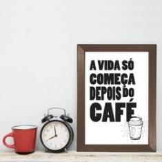 Imagem de Quadro Cozinha Frase Depois do Café com Moldura Marrom 22x32cm