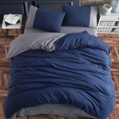 Imagem de Jogo De Cama Casal King Marinho Com Cinza 7 Pç Com Edredom - Casa Da F