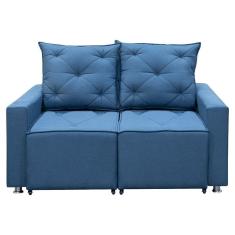 Imagem de Sofá Retrátil E Reclinável 2 Lugares Bariloche 1.60cm C/ Molas - Linho Azul Linho