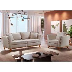 Imagem de Sofá Fixo Luxo Living Versace 1.80m Molas Bonnel Bege