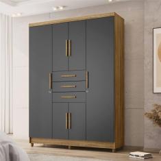 Imagem de Guarda-roupa Casal 5 Portas e 3 Gavetas Imperial Marrom/Alasca