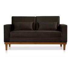 Imagem de Sofá Living Valência 1,58 Mts C/base Madeira Decor Veludo - MARROM - E