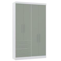 Imagem de Guarda Roupa Modulado 134,50cm 4 Portas E 4 Gavetas Alpes Luciane Móveis Branco Pf Com Verde Pf