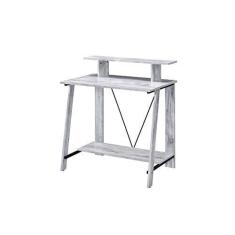 Imagem de Mesa de escrita retangular, mesa de escritório doméstico com moldura de metal em forma de V, mesa de estudo, mesa de computador, penteadeira de maquiagem, estação de trabalho para pequenos espaços