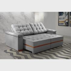 Imagem de Sofá Retrátil e Reclinável 3 Lugares Prada Linho Cinza