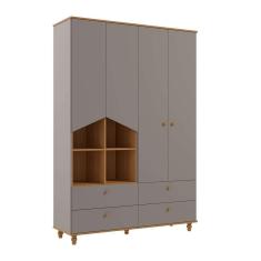 Imagem de guarda-roupa infantil casinha 4 pt 4 gv  e nature