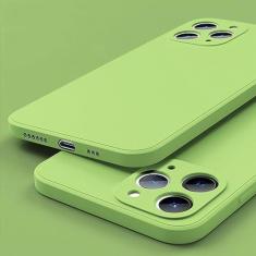 Imagem de Capa de telefone quadrada de silicone líquido para iPhone 14 12 11 13 Pro Max Mini X XR XS 7 8 Plus SE 2 Capa de proteção de lente completa, verde menta, para iPhone 12 Mini