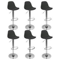 Imagem de Kit 6 Banquetas Joly Luisa Eames Saarinen Base Giratória Cromada - Preta