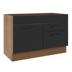 Imagem de Balcão de Pia Madesa Agata 1 Porta 2 Gavetas Rustico Preto