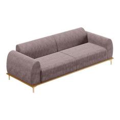 Imagem de Sofá 3 Lugares Sala De Estar Base De Madeira Euro 210 Cm Veludo Rosê -