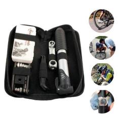 Imagem de Kit Ferramentas Reparo Bicicleta Bomba De Ar Remendo Pneu - RELET