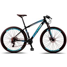 Imagem de Bicicleta Aro 29 Freio A Disco 24 Velocidades Alavanca Suspensão Cor: Azul Tam: 19"