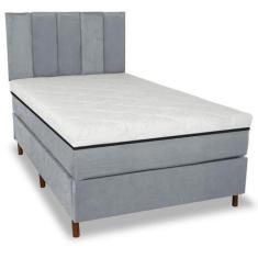 Imagem de Cama Box e Colchão Magnético com Cabeceira - Therapy Life Slim, Cinza,