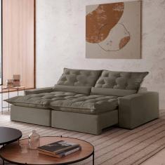 Imagem de Sofá Retrátil e Reclinável com Catraca Blindada 230cm Jolie/Cinza