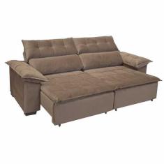Imagem de Sofá Retrátil E Reclinável 250 Cm Cristal Veludo Capuccino Chamby Móve