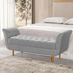 Imagem de Recamier Pés Palito Em Madeira Marajó 1,30M Capitonê Linho Cinza - Vil