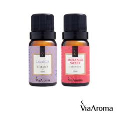 Imagem de Kit 2 Essencias Via Aroma Lavanda e Morango Sweet Para Aromatizador Difusor Elétrico 10 Ml