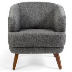 Imagem de Kit 02 Poltronas Decorativas Sala de Estar Pés de Madeira Gana Rústico Chumbo - Gran Belo