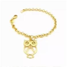 Imagem de Pulseira Delicada Pedagogia Coruja Folheado A Ouro 18k