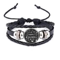 Imagem de DIYthinker Pulseira de couro trançado Happy Ghost Fear Halloween