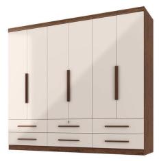 Imagem de Guarda Roupa Casal Maximus Plus 6 Portas Jacarandá Off White  Zanzini