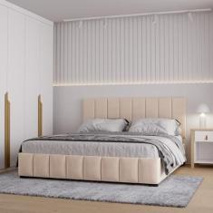 Imagem de Cama Baú Queen sem Cabeceira Uvaia Cabecasa Madeiramadeira Bege