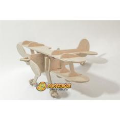 Imagem de Quebra Cabeça 3D avião biplano 18 peças em mdf - dinobrinque