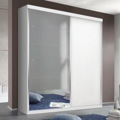Imagem de Guarda Roupa Solteiro Salvador Plus Branco 2 Portas De Correr 2 Gavetas E 3 Espelhos Minastex