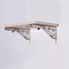 Imagem de Mesa plegable flotante de madera maciza montada en la pared, mesa de comedor de cocina multifunción, escritorio para computadora, escritorio, banco de trabajo, con soporte de acero