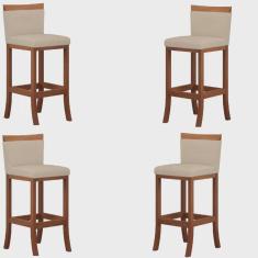 Imagem de Conjunto 4 Banquetas Alta em Madeira Maciça Paris ccs Interiores