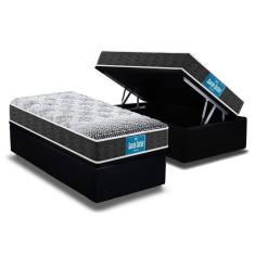 Imagem de Cama Box Baú Solteiro: Colchão Anatômico Probel D28 / EP Guarda Costas PróMiddle Double Face + Base CRC Suede Black(88x188)