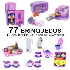 Imagem de Kit Café Infantil Registradora Geladeira Microondas  77Pç - Altimar