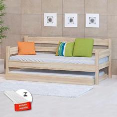 Imagem de Sofá Cama Madeira Crua Com Auxiliar E 2 Colchões Nemargi