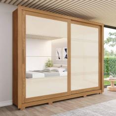 Imagem de Guarda-Roupa Casal Medelín 2 Portas 4 Gavetas com Espelho Nature/Off White - Henn