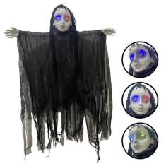 Imagem de Boneco Halloween Pendurado Criança Fantasma Com Som E Luz - Extra Fest