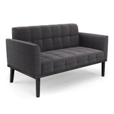 Imagem de Sofá Namoradeira Base Madeira Fixa Preto Elisa Bouclê Grafite D03 - D`Rossi