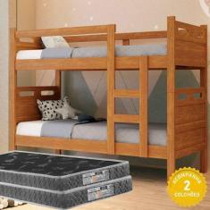 Imagem de Beliche Solteiro Reforçada 100% Mdf Completa Com 2 Colchões - Poloshop