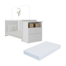 Imagem de Berço Cômoda Com Colchão Incluso Meu Bebê Multimóveis Branco