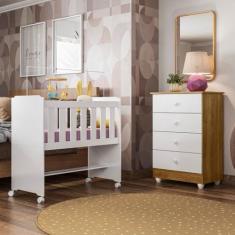 Imagem de Quarto de Bebê 100% MDF Com Mini Berço e Cômoda Soft Life - Tigus Baby