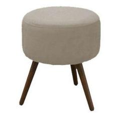 Imagem de Kit 2 Puffs Decorativo Redondo Banqueta com Pés de Madeira Palito Teci
