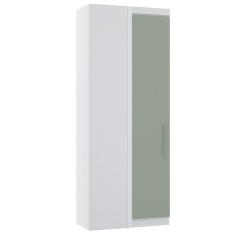 Imagem de Guarda Roupa de Canto Reto Modulado 90cm 1 Porta Alpes Luciane Móveis - Branco com Verde