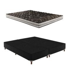 Imagem de Box Queen Íris 42x158x198cm com Colchão Queen Unique D33 Plus Duoface 16x158x198cm Preto Elegancy