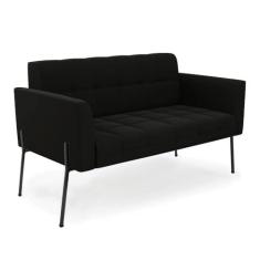 Imagem de Sofá Namoradeira 2 Lugares Pé de Ferro Preto Elisa Suede Preto D03 - D'Rossi